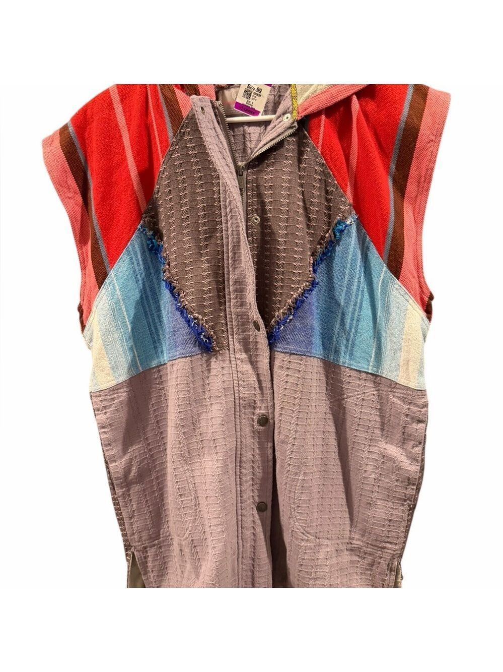 Free People Movement Sun Bum Vest Patchwork Very Oversized Boho Chic Super Cute - Picture 5 of 8